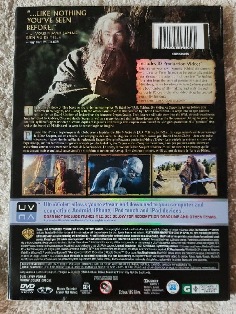 The Hobbit: An Unexpected Journey DVD - Bilbo Cover Art - Picture 2 of 4